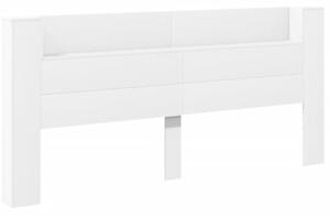 Zagłówek z półką i oświetleniem LED, biały, 220x16,5x103,5 cm