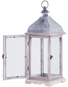 Lampion klasyczny 47 cm niski ozdobny dekoracja salonu metalowy biały Samar Beliani