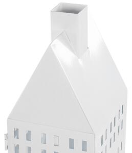 Lampion w kształcie domku 40 cm niski ozdobny dekoracja metalowy biały Dolok Beliani