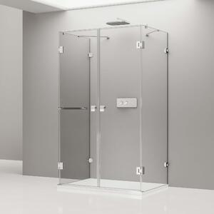 Ścianka prysznicowa w kształcie litery U EX412 - Z drzwiami skrzydłowymi80 x 80 x 195 cm - 8 mm - Nano prawdziwe szkło