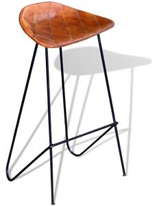 Krzesła barowe, 6 szt., prawdziwa skóra, brązowe