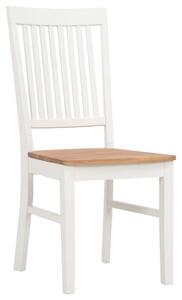 Krzesła stołowe, 4 szt., białe, lite drewno dębowe