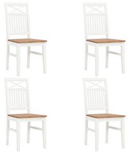 Krzesła stołowe, 4 szt., białe, lite drewno dębowe
