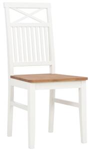 Krzesła stołowe, 6 szt., białe, lite drewno dębowe