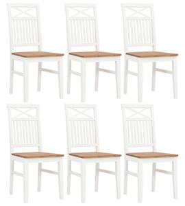 Krzesła stołowe, 6 szt., białe, lite drewno dębowe