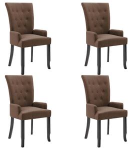 Krzesła jadalniane z podłokietnikami, 4 szt., brązowe, tkanina