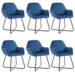 Krzesła stołowe, 6 szt., niebieskie, obite aksamitem
