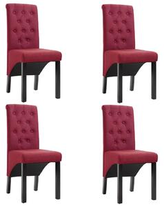Krzesła do jadalni, 4 szt., czerwone wino, tapicerowane tkaniną