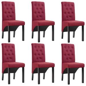 Krzesła do jadalni, 6 szt., czerwone wino, tapicerowane tkaniną