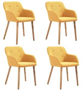 Krzesła do jadalni, 4 szt., żółty, tkanina i lity dąb