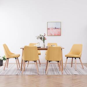 Krzesła do jadalni, 6 szt., żółte, tapicerowane tkaniną