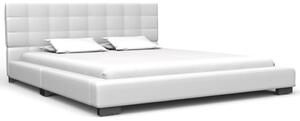 Łóżko z materacem memory, białe, sztuczna skóra, 140 x 200 cm