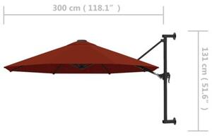 Parasol ścienny na metalowym słupku, 300 cm, kolor terakota