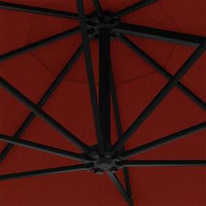 Parasol ścienny na metalowym słupku, 300 cm, kolor terakota