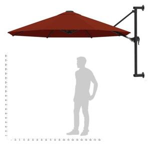 Parasol ścienny na metalowym słupku, 300 cm, kolor terakota