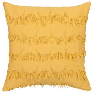 Boho poduszka dekoracyjna poliestrowa z frędzlami wypełnieniem żółta Agastache Beliani