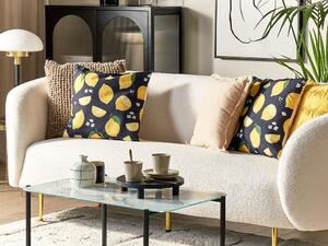Poduszka dekoracyjna poliestrowa 45 x 45 cm wzór w cytryny czarno-żółta Orchid Beliani