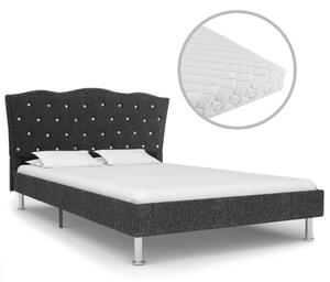 Łóżko z materacem, ciemnoszare, tkanina, 120 x 200 cm