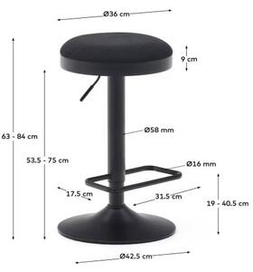 Czarne tapicerowane hokery zestaw z regulowaną wysokością 2 szt. (wysokość siedziska 53,5 cm) Zaib – Kave Home