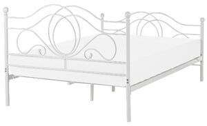 Metalowe łóżko ozdobne rama i stelaż 140 x 200 cm białe styl retro Lyra Beliani