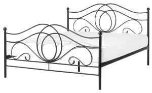 Metalowe łóżko ozdobne rama i stelaż 140 x 200 cm czarne styl retro Lyra Beliani