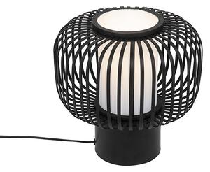 Nowoczesna lampa stołowa czarna z bambusem - Bambuk Oswietlenie wewnetrzne