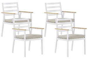 Zestaw krzeseł ogrodowych biały aluminiowy beżowe poduszki siedziskowe Cavoli Beliani