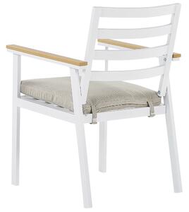 Zestaw krzeseł ogrodowych biały aluminiowy beżowe poduszki siedziskowe Cavoli Beliani
