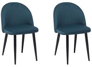 Zestaw 2 krzeseł do jadalni welurowy czarne metalowe nogi niebieski Visalia Beliani