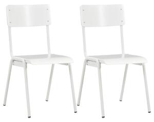 Krzesła jadalniane, 2 szt., białe, sklejka i stal