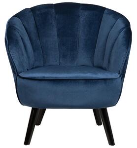 Klasyczny fotel welurowy muszelka styl glamour niebieski Dala Beliani