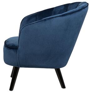 Klasyczny fotel welurowy muszelka styl glamour niebieski Dala Beliani