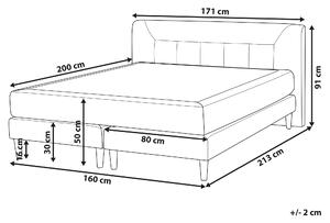 Łóżko kontynentalne z wezgłowiem materacem 160 x 200 cm welurowe beżowe Marquise Beliani