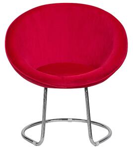 Retro krzesło welurowe półokrągłe siedzisko metalowe nogi czerwone Floby Beliani