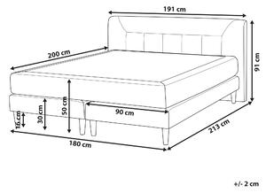 Łóżko kontynentalne z wezgłowiem materacem 180 x 200 cm welurowe szare Marquise Beliani