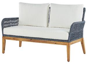 Zestaw ogrodowy 4-osobowy drewniany sofa 2 fotele stolik niebieski Merano II Beliani