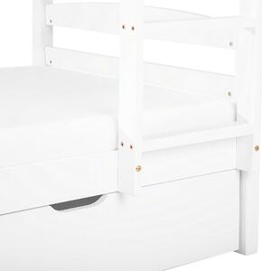 Łóżko piętrowe z szufladami dziecięce 90x200 cm drewniane z drabinką białe Regat Beliani