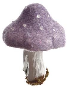 Jesienna dekoracja z klipsem GRZYB 13,5 cm, fioletowa