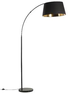 Lampa stojąca podłogowa bawełniany abażur metalowe ramie czarna miedziana Yabus Beliani