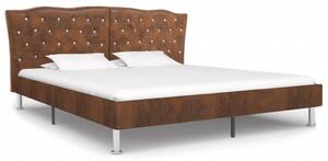 Rama łóżka, brązowa, sztuczna skóra zamszowa, 180 x 200 cm