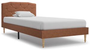 Rama łóżka, brązowa, tapicerowana tkaniną, 90 x 200 cm