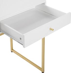 Nowoczesna konsola z 2 szufladami biurko złote metalowe nogi biała Daphne Beliani