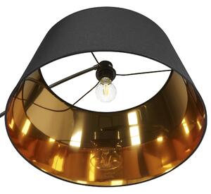Lampa stojąca podłogowa bawełniany abażur metalowe ramie czarna miedziana Yabus Beliani