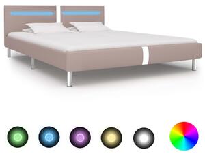 Rama łóżka LED, kolor cappuccino, sztuczna skóra, 180 x 200 cm