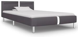 Rama łóżka LED, szara, sztuczna skóra, 90 x 200 cm