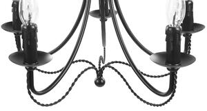 Retro Vintage żyrandol czarny metalowy malowany na łańcuchu 5 ramion 117cm Dabus Beliani