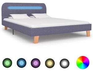 Rama łóżka z LED, jasnoszara, tkanina, 140 x 200 cm