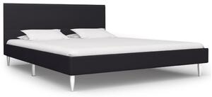 Rama łóżka, czarna, tapicerowana tkaniną, 160 x 200 cm