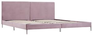 Rama łóżka, różowa, tapicerowana tkaniną, 180 x 200 cm
