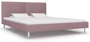Rama łóżka, różowa, tapicerowana tkaniną, 180 x 200 cm